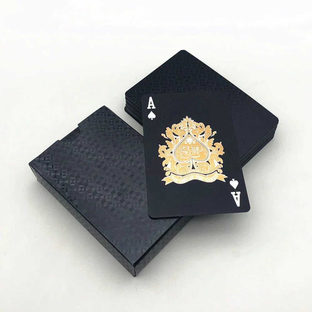 New 24K Gold Playing Cards Plastic Poker Game Deck Foil Pokers Pack Magic Waterproof Card Gift Collection Gambling Board Game