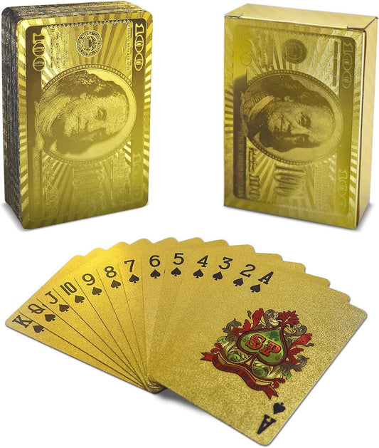 Gold Playing Cards,Deck of Cards, Poker Cards, Waterproof Playing Cards, Cards for Table Game, Luxury Gold Foil Poker Card, Use for Party and Entertainment