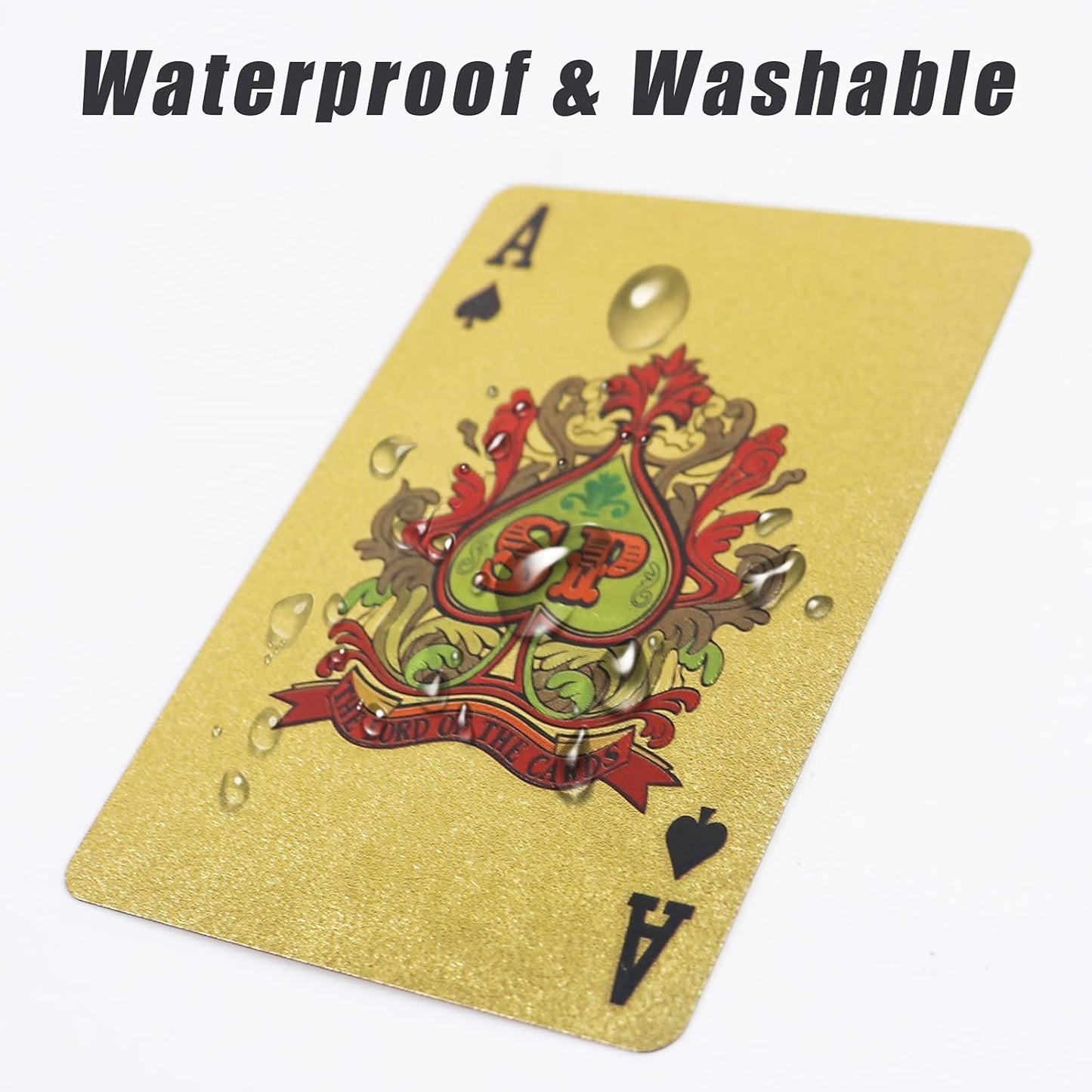 Gold Playing Cards,Deck of Cards, Poker Cards, Waterproof Playing Cards, Cards for Table Game, Luxury Gold Foil Poker Card, Use for Party and Entertainment