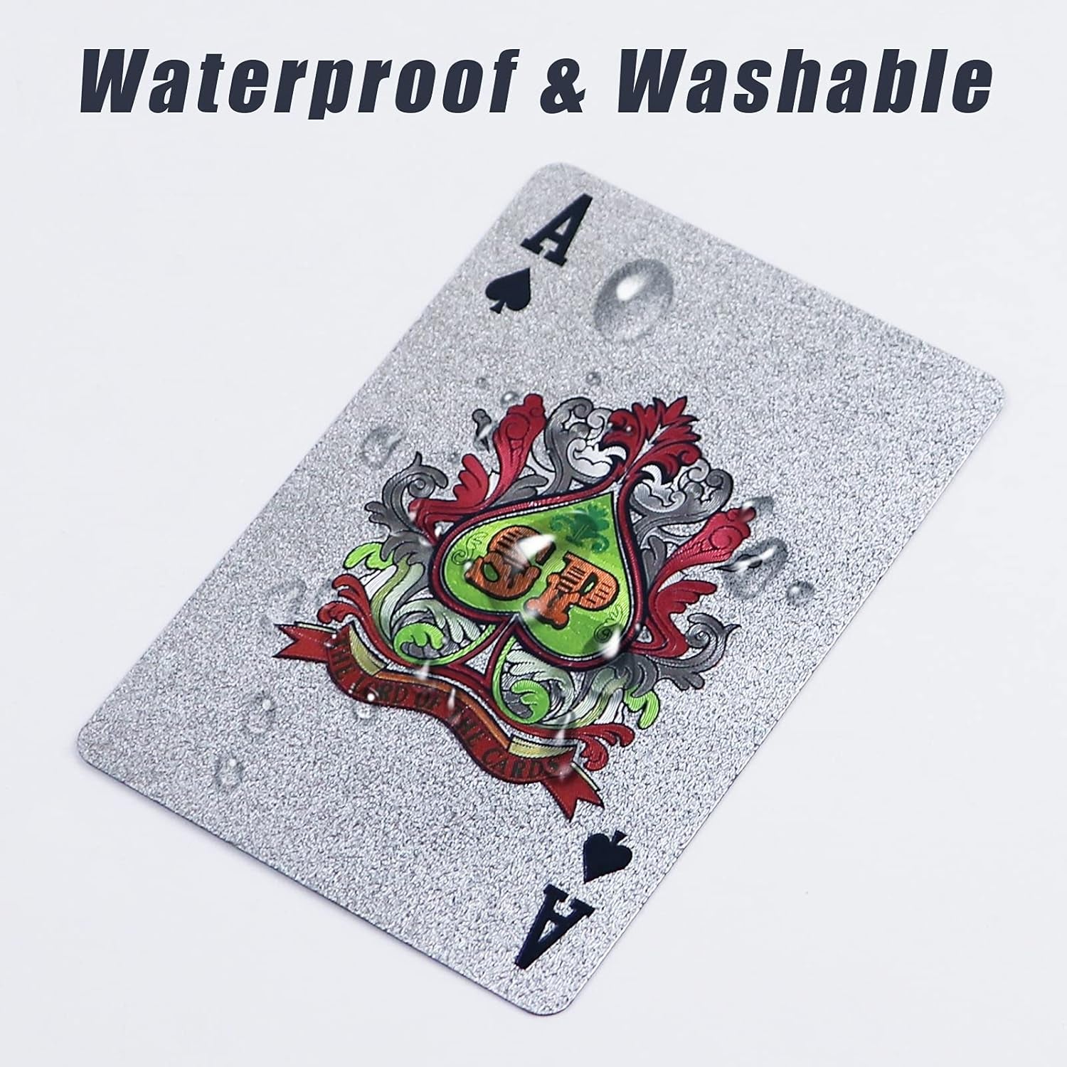 Silver Foil Playing Cards, Waterproof Deck of Cards, Poker Cards, Cards for Table Game, Luxury Poker Card, Use for Party and Entertainment