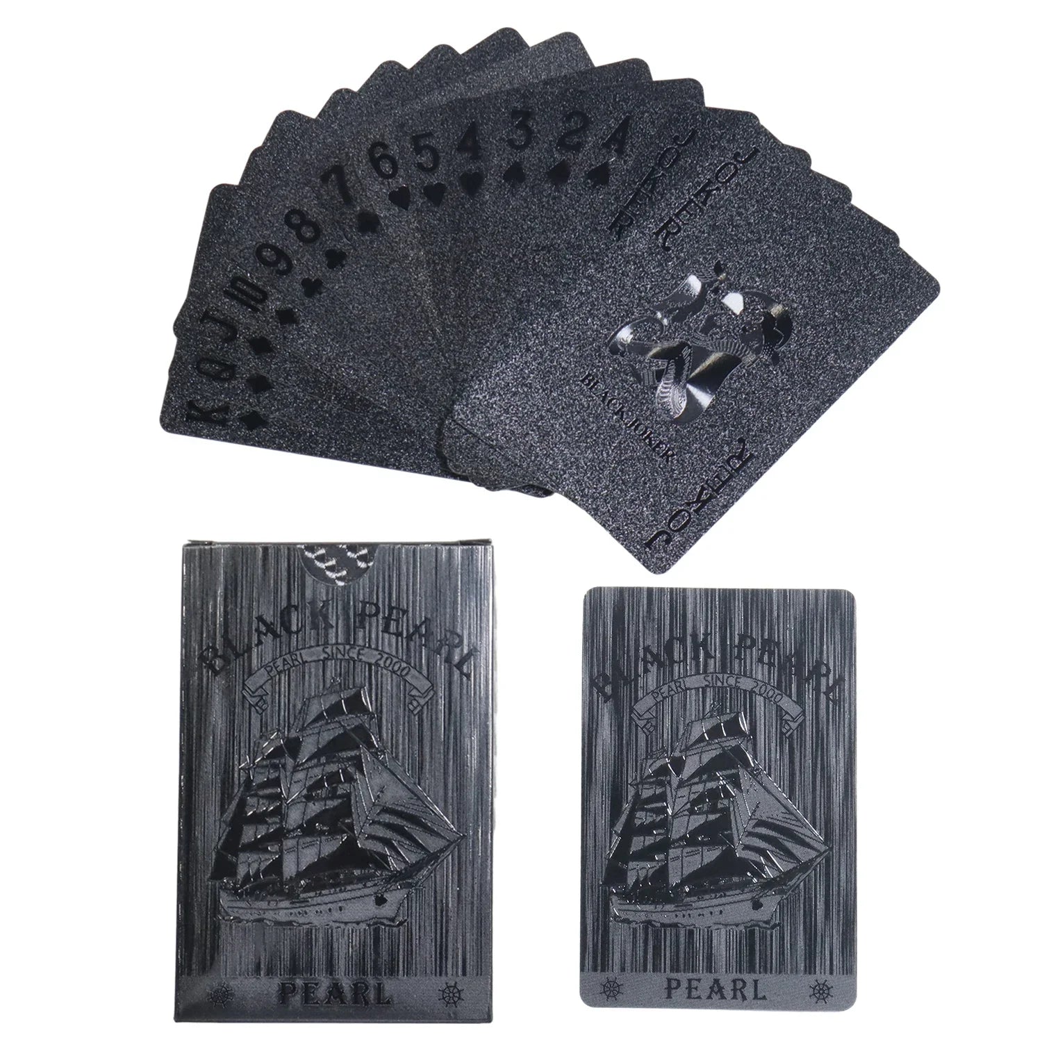 Cool Black Foil Playing Cards the Black Pearl Game Poker Carta Waterproof Playing Cards Black Rose Skull Dollar Deck of Cards