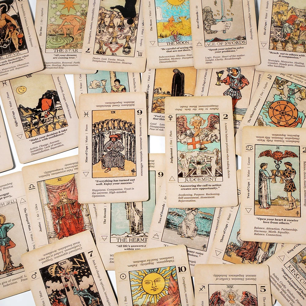 Meaning Tarot Card with Meaning on Them Beginner Tarot Keyword Antiqued Tarot Deck Learn Tarot 78 Cards