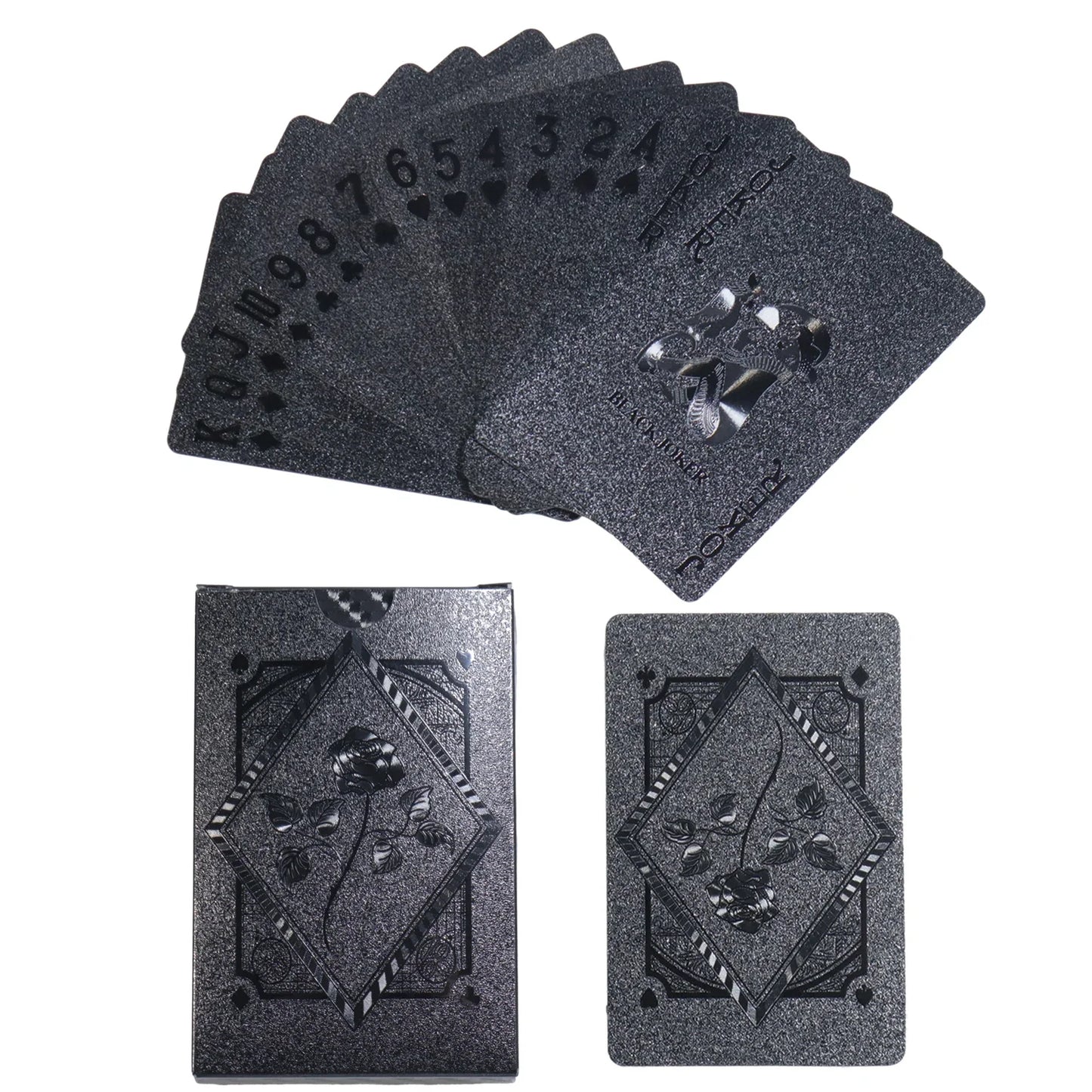 Cool Black Foil Playing Cards the Black Pearl Game Poker Carta Waterproof Playing Cards Black Rose Skull Dollar Deck of Cards