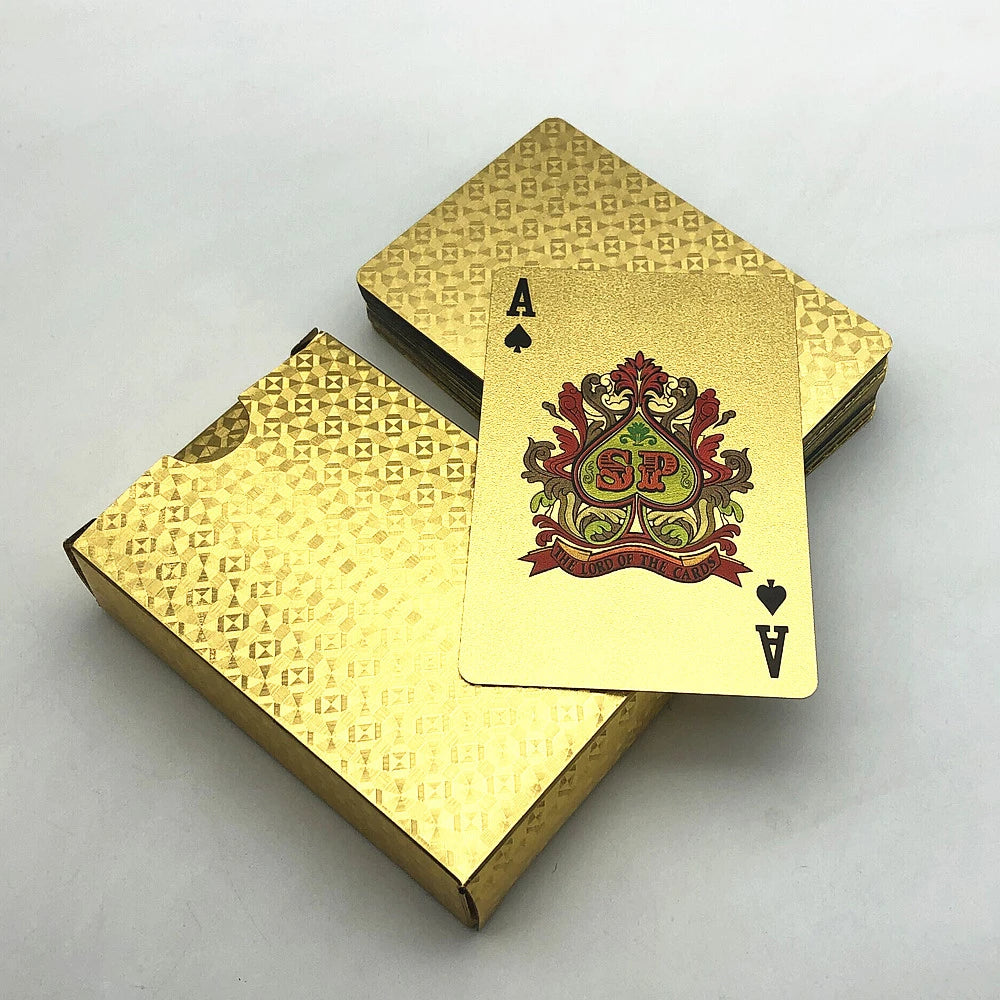 New 24K Gold Playing Cards Plastic Poker Game Deck Foil Pokers Pack Magic Waterproof Card Gift Collection Gambling Board Game