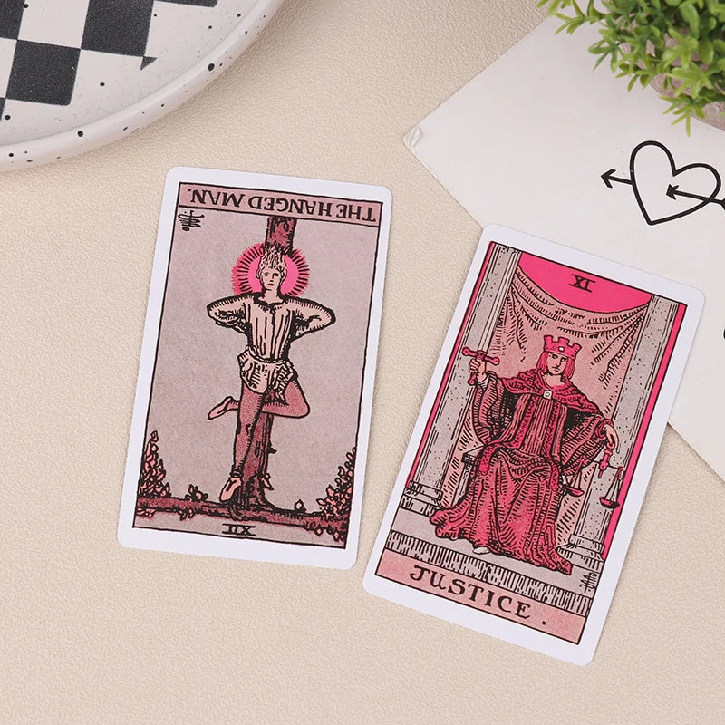 Pink Tarot for Beginners Tarot Card Prophecy Divination Deck Family Party Board Game Fate Card Fortune Telling Game